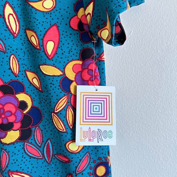 Size Small NWT LuLaRoe Teal Color Floral Pull Over Top - Picture 3 of 7
